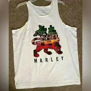 MARLEY Men’s White Bob Marley Sleeveless Scoop Neck Graphic Wide Strap XL